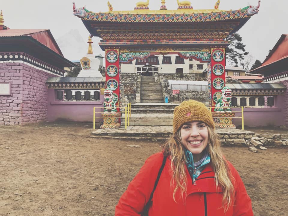 In front of the Buddhist Monastery in Tengboche